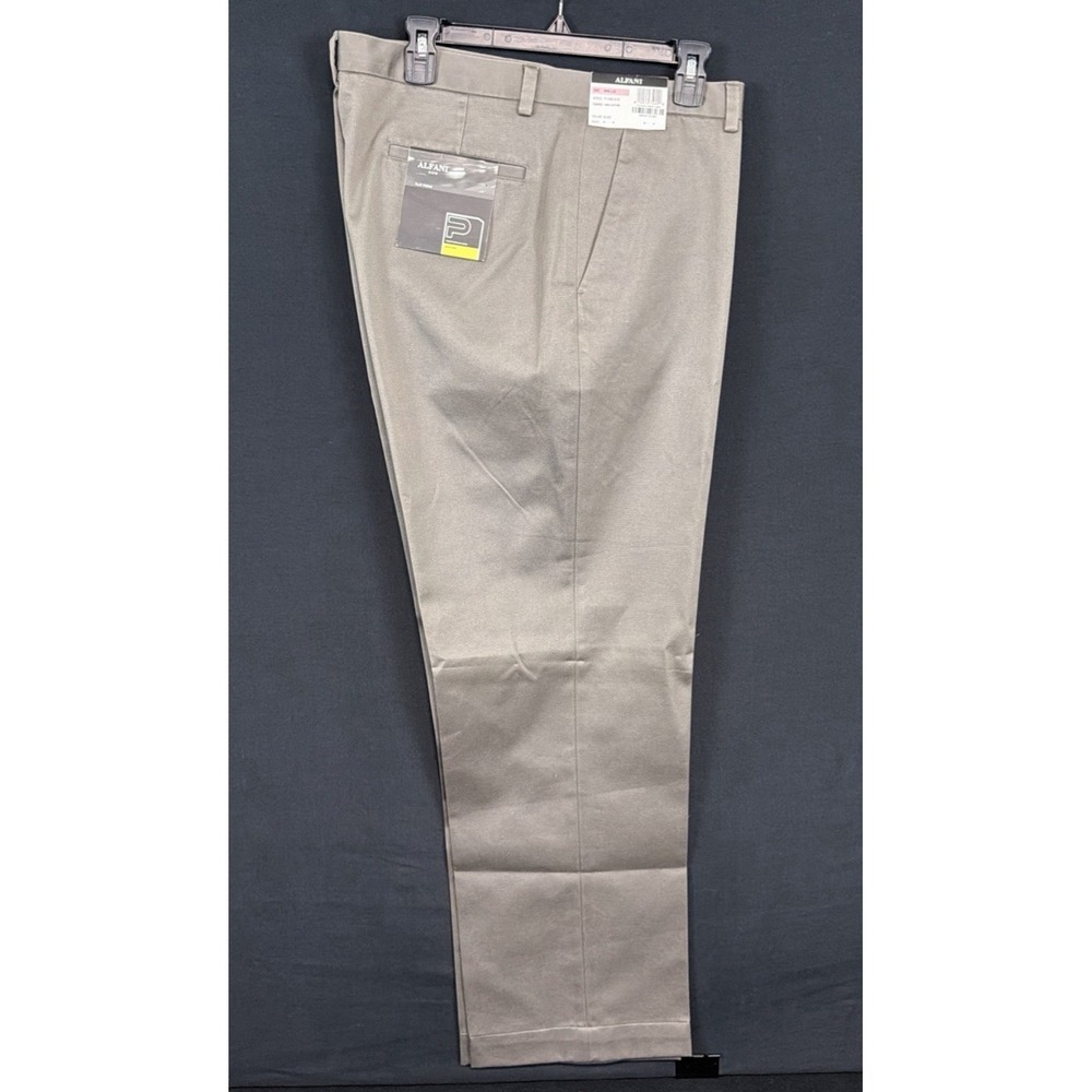 Alfani Dress Pants Mens 40x32 Olive Green Performance Stretch Flat Front No Iron